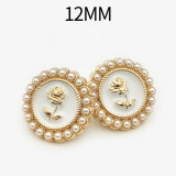 12MM Pearl Rose Metal snap button charms