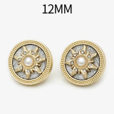 12MM Sun Pearl with Diamonds metal snap button charms
