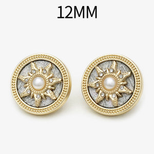 12MM Sun Pearl with Diamonds metal snap button charms
