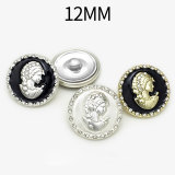12MM Metal  Mingyuan Fengmei's head adorned with diamonds snap button charms