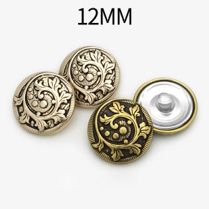 12MM Patterned totem metal snap button charms