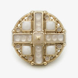 20MM Metal  Cross inlaid with diamonds snap button charms