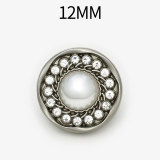 12MM Flower shaped pearls set with diamonds  Metal snap button charms