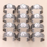 Personalized Gothic style vintage 12 constellation silver wide open bracelet
