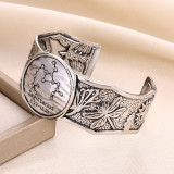 Personalized Gothic style vintage 12 constellation silver wide open bracelet