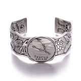 Personalized Gothic style vintage 12 constellation silver wide open bracelet