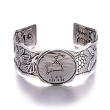 Personalized Gothic style vintage 12 constellation silver wide open bracelet