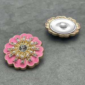 20MM Flower Dripping Oil Pearl  Metal snap button charms