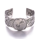 Personalized Gothic style vintage 12 constellation silver wide open bracelet