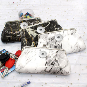 Marble patterned small wallet, vintage coin purse, makeup bag fit 20MM  Snaps button jewelry wholesale