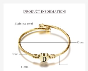 26 letter stainless steel bracelet titanium steel love letter bracelet open ladies  bracelet