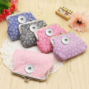Plain flower buckle coin purse storage small bag fit 20MM  Snaps button jewelry wholesale