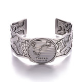 Personalized Gothic style vintage 12 constellation silver wide open bracelet