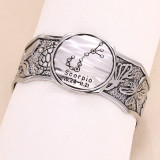 Personalized Gothic style vintage 12 constellation silver wide open bracelet