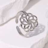 Stainless steel flower open ring