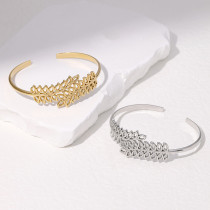 Stainless steel hollow leaf bracelet
