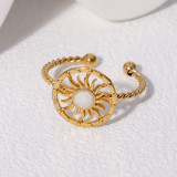 Stainless steel sunflower blossom ring