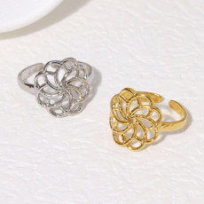 Stainless steel flower open ring
