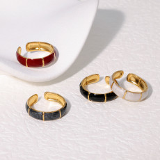 Stainless Steel Dripping Oil Bamboo Knot Open Ring