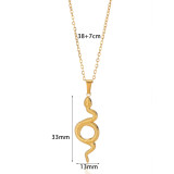 Stainless steel snake shaped pendant hip-hop necklace