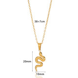 Stainless steel snake shaped pendant hip-hop necklace