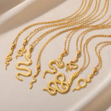 Stainless steel snake shaped pendant hip-hop necklace