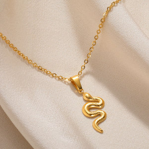 Stainless steel snake shaped pendant hip-hop necklace