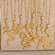 Stainless steel snake shaped pendant hip-hop necklace