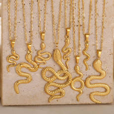 Stainless steel snake shaped pendant hip-hop necklace
