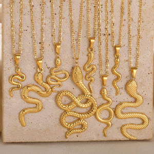 Stainless steel snake shaped pendant hip-hop necklace