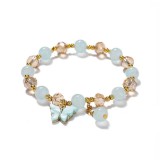 Butterfly Crystal Glass Children's Beaded Bracelet