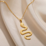 Stainless steel snake shaped pendant hip-hop necklace