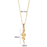 Stainless steel snake shaped pendant hip-hop necklace