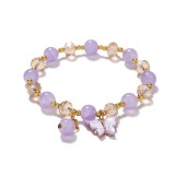 Butterfly Crystal Glass Children's Beaded Bracelet