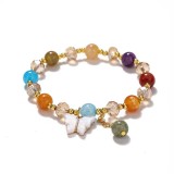 Butterfly Crystal Glass Children's Beaded Bracelet
