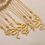 Stainless steel snake shaped pendant hip-hop necklace