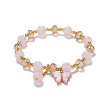 Butterfly Crystal Glass Children's Beaded Bracelet