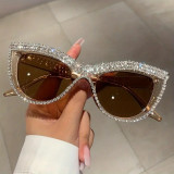 Cat eye diamond studded fashionable eyeglass frame, personalized sunglasses, concave shaped eyeglass frame, trendy sunglasses