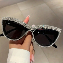 Cat eye diamond studded fashionable eyeglass frame, personalized sunglasses, concave shaped eyeglass frame, trendy sunglasses