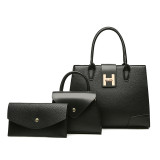 Handbag Fashion Soft Leather Shoulder Bucket Bag 3-Piece Set