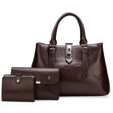 Handbag Fashion Soft Leather Shoulder Bucket Bag 3-Piece Set