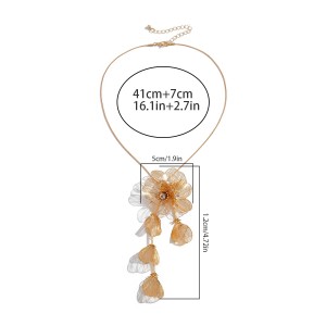 Ginkgo leaf tassel necklace with diamonds, three-dimensional flower necklace, earrings, ring