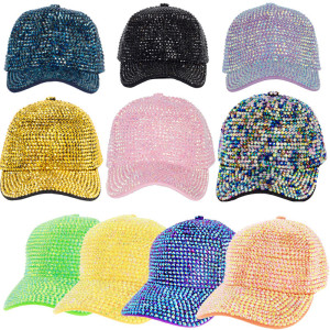 Stick diamond hat, men's and women's colorful rhinestone baseball cap, fashionable duckbill cap