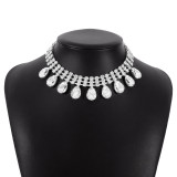 Wedding Water Drop Diamond Claw Chain Luxury Banquet Necklace