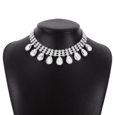 Wedding Water Drop Diamond Claw Chain Luxury Banquet Necklace