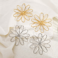 Hollow out large flower earrings