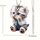Acrylic Cat 2D Pendant Car Interior Car Hanging Backpack Keychain Decorative Hanging Gift