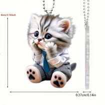 Acrylic Cat 2D Pendant Car Interior Car Hanging Backpack Keychain Decorative Hanging Gift