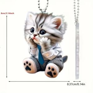 Acrylic Cat 2D Pendant Car Interior Car Hanging Backpack Keychain Decorative Hanging Gift