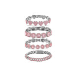 Round, Square, Heart shaped Love 4 Set Hip Hop Cuban Chain Quadrilateral, Diamond studded Bracelet